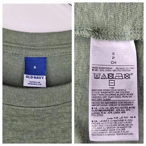 Old Navy Linen Blend Midi Olive Green Elastic Waistband Lounge Dress Size Small - Picture 2 of 6